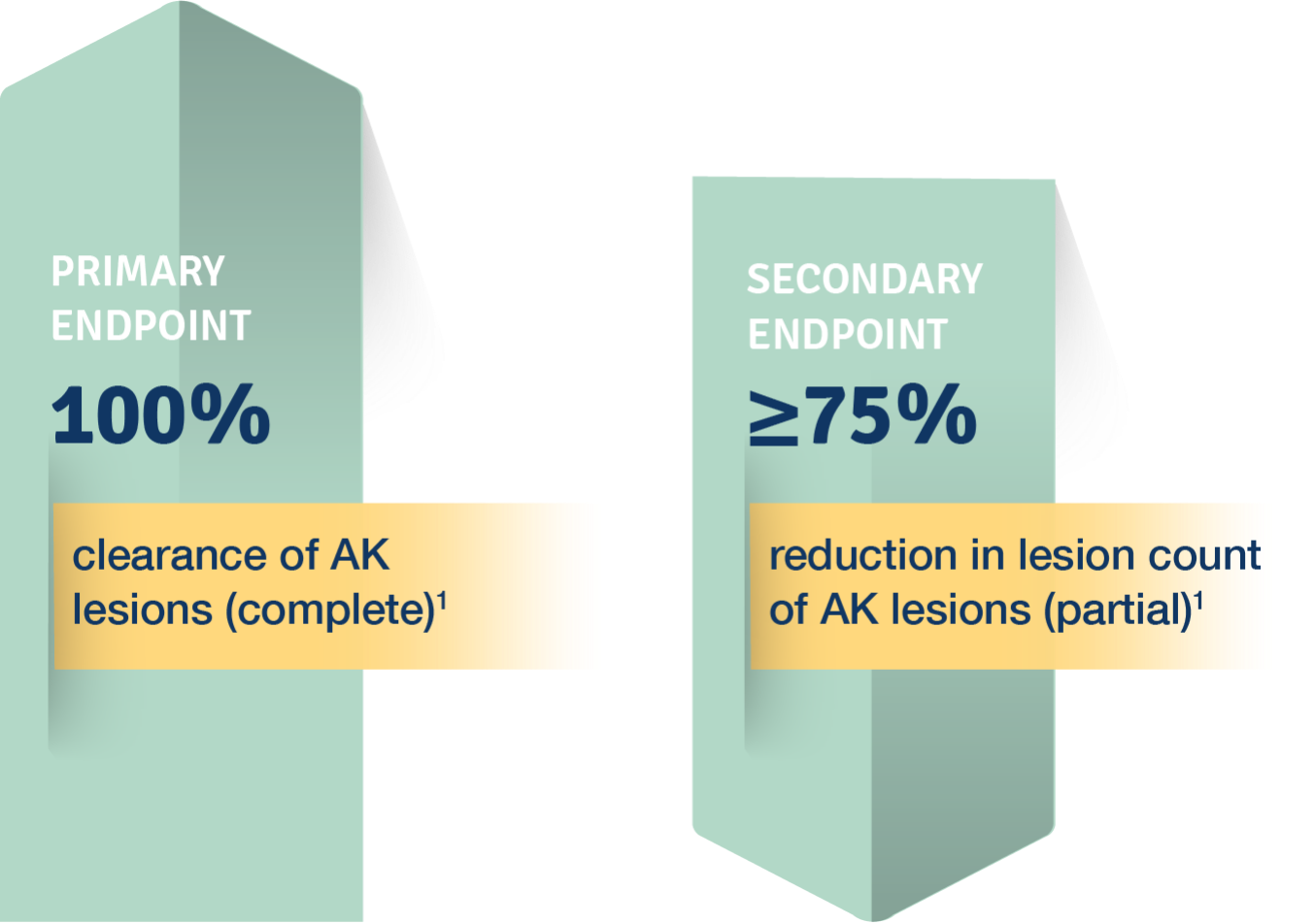Primary Endpoint 100% clearance of AK lesions (complete)1. Secondary Endpoint greater than or equal to 75% reduction in lesion count of AK lesions (partial)1.